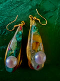 Yellow Turquoise gold dangles *