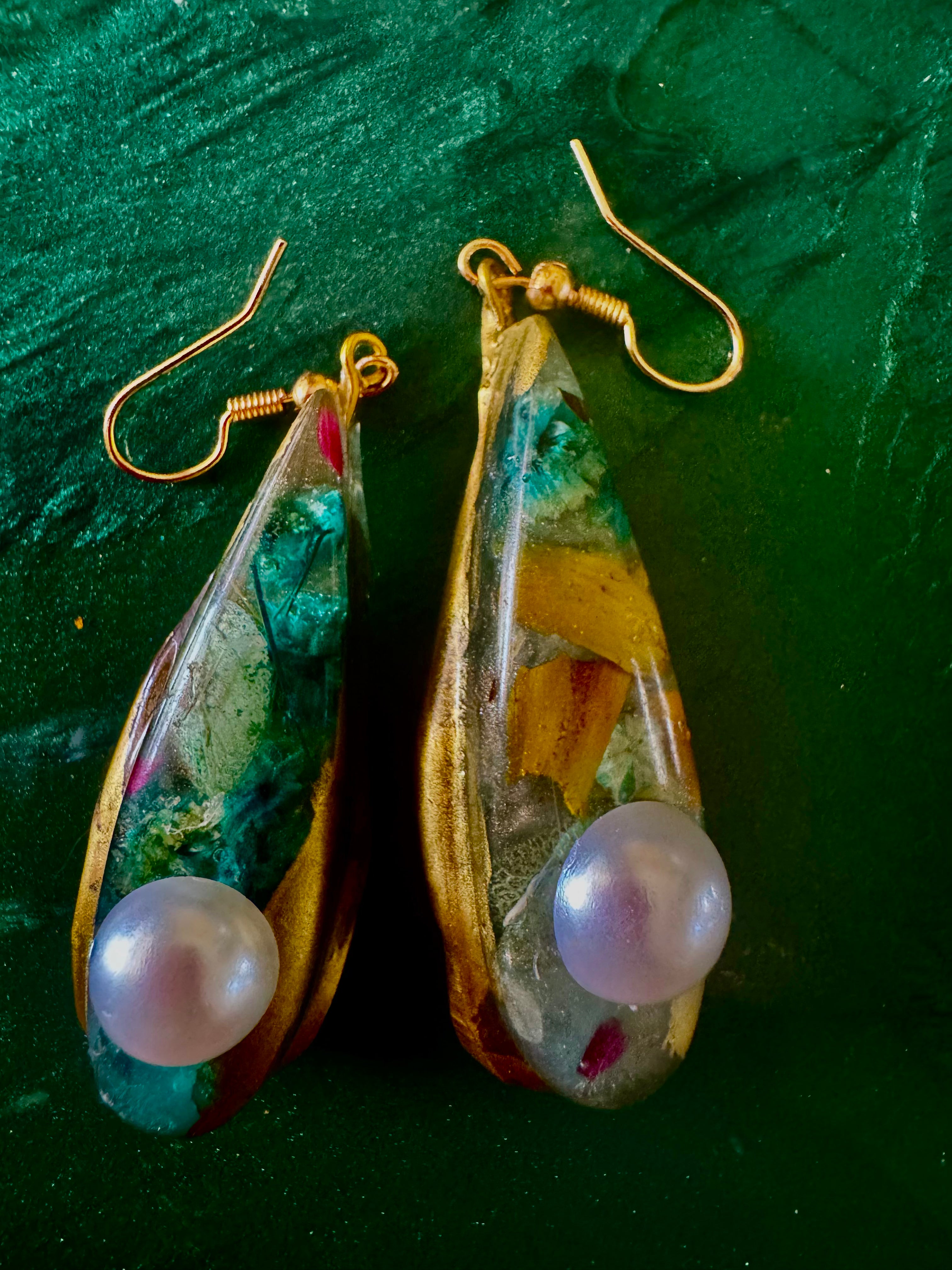 Yellow Turquoise gold dangles *