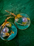 Seaside 1” Round Light Blue and Gold malachite