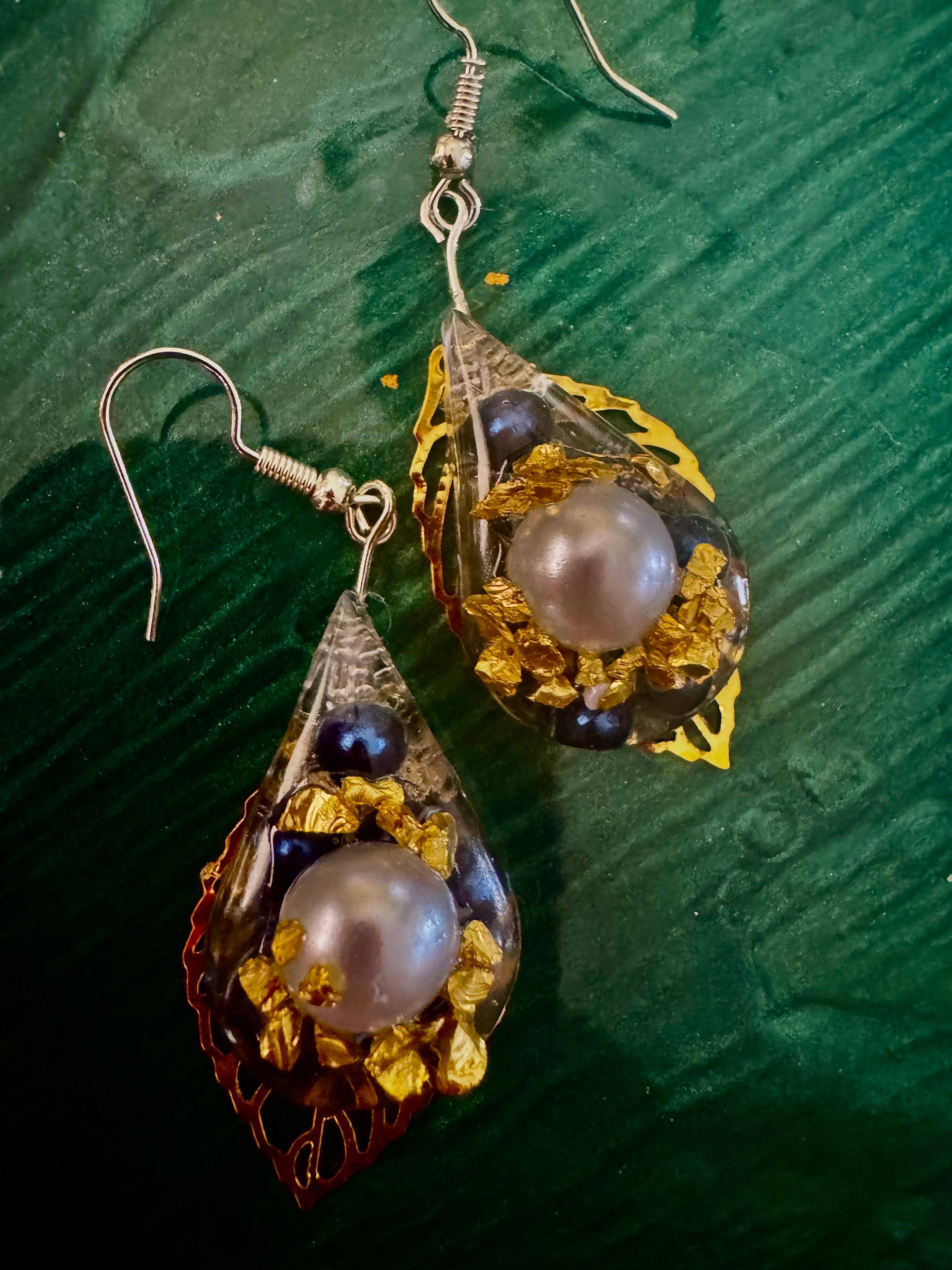 Blue and White Pearls Dangles