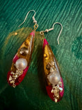Pink and Gold Resin with multicolored pearls