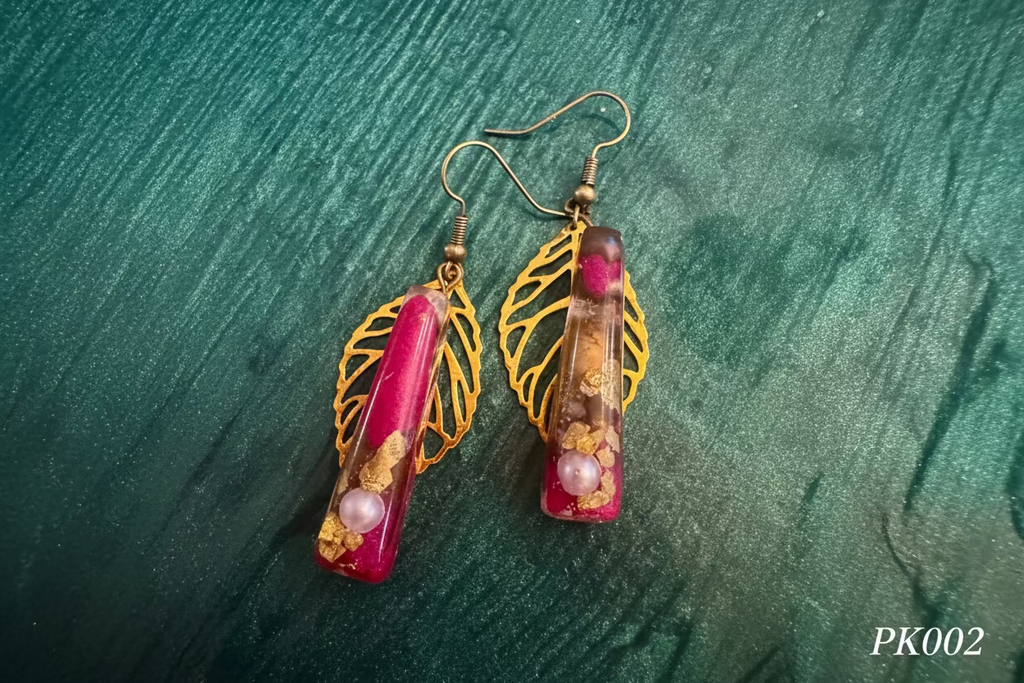 Pink and Gold Resin with multicolored pearls