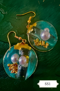 Seaside Collection 1” Light Blue Gold with Pearls