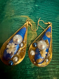 Blue Gold White Floral