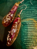 Pink Florals Drops Silver and Gold