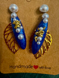 Blue And Pearls Studs