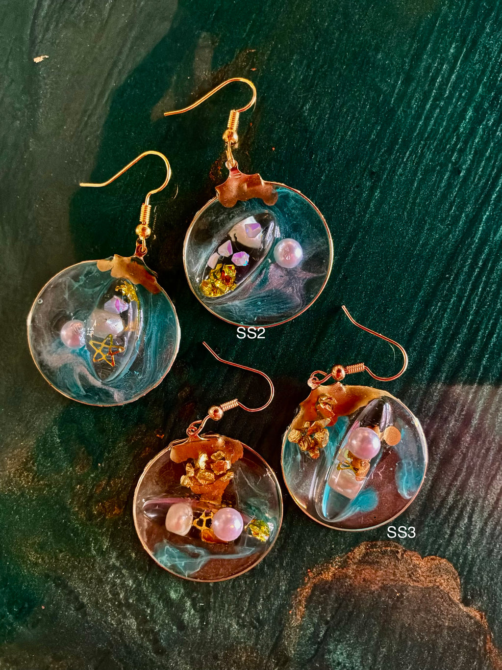 Seaside Collection 1” Light Blue Gold with Pearls