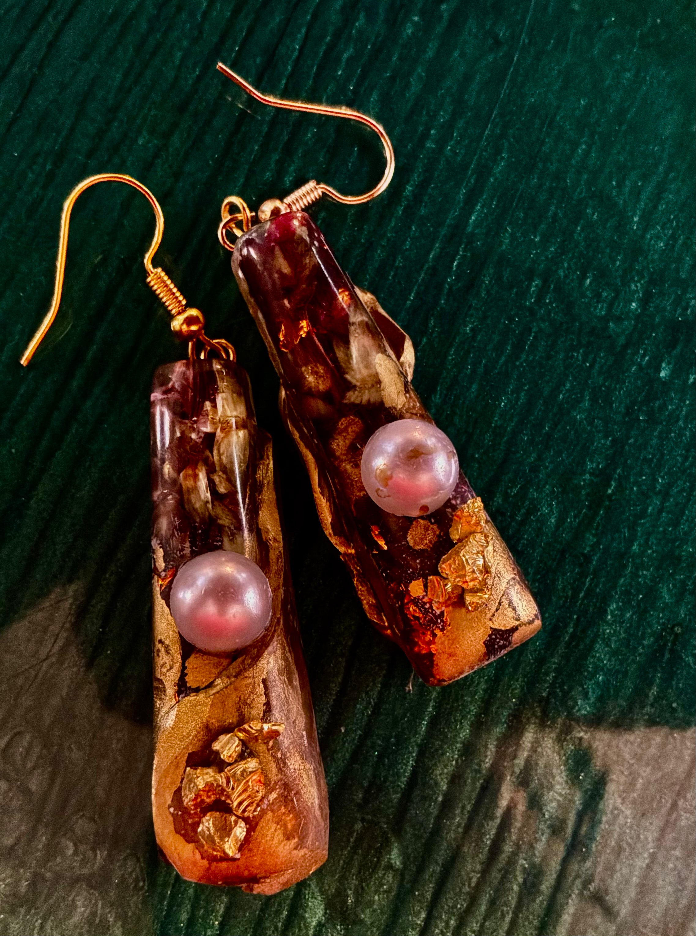 Crushed Red Rose Petals with golden accents