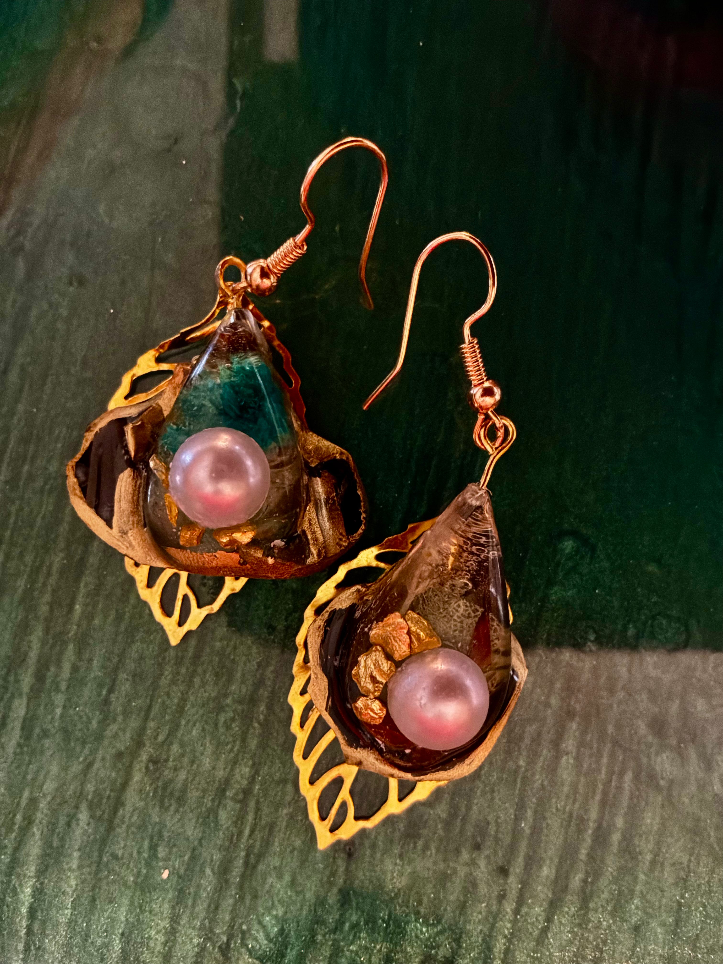 Turquoise Floral with gold leaf