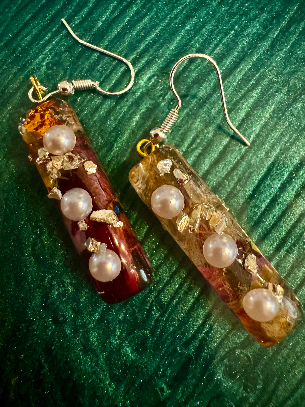 Pink Florals Drops Silver and Gold